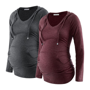 Women's Cotton V-Neck Full Sleeve Maternity Casual Sweatshirt