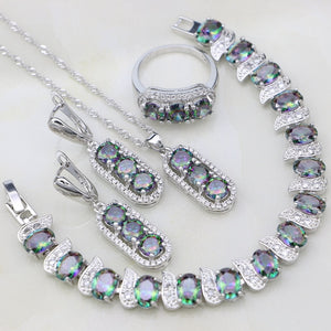 Women's 100% 925 Sterling Silver Zircon Geometric Jewelry Set