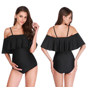 Women's Polyester Spaghetti Strap Maternity Swimwear One-Piece