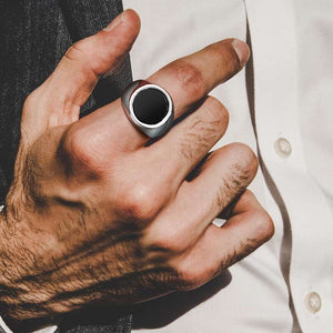 Men's Stainless Steel Metal Trendy Round Pattern Elegant Ring