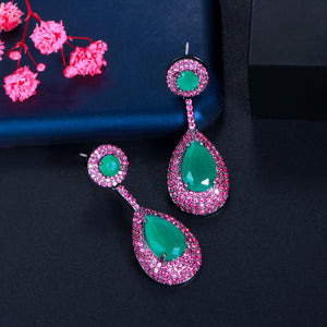 Women's Copper Cubic Zirconia Water Drop Trendy Dangle Earrings