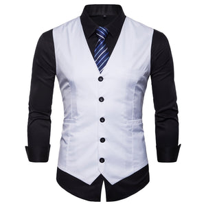 Men's Polyester Casual Sleeveless Solid Pattern Wedding Vest