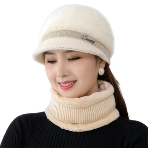 Women's Rabbit Fur Solid Pattern Casual Wear Winter Beanies Cap