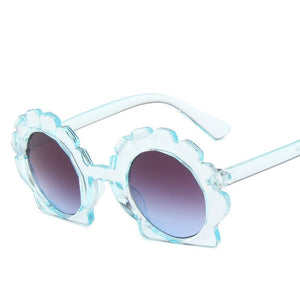 Kid's Plastic Colorful Lens Floral Pattern Round Sunglasses