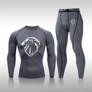 Men's Polyester Long Sleeve Compression Gym Fitness Sports Suit