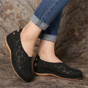 Women's PU Leather Round Toe Slip-On Patchwork Casual Wear Shoes