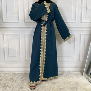 Women's Arabian Polyester Full Sleeve Embroidery Open Abaya