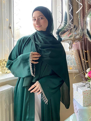 Women's Arabian V-Neck Polyester Full Sleeves Casual Wear Abaya