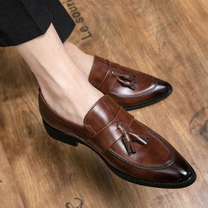 Men's Microfiber Pointed Toe Slip-On Closure Plain Casual Shoes