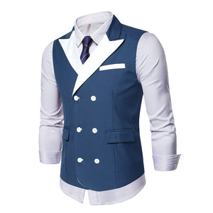 Men's Polyester Double Breasted Elegant Wedding Formal Suit Vest