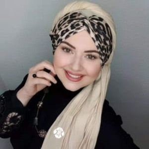 Women's Arabian Head Wrap Leopard Pattern Luxury Hijabs