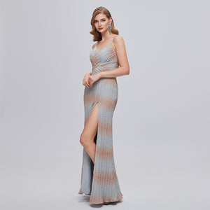 Women's Polyester Spaghetti Strap Formal Luxury Party Dress