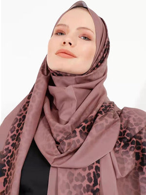 Women's Arabian Rayon Headwear Leopard Printed Elegant Hijabs