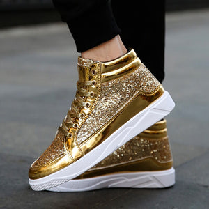Women's PU High Top Lace-Up Closure Formal Wear Sequins Sneakers