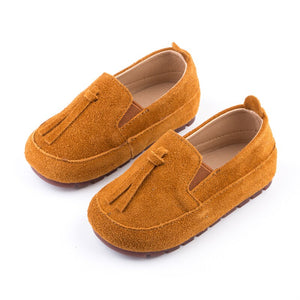 Kid's Genuine Leather Round Toe Slip-On Closure Solid Shoes