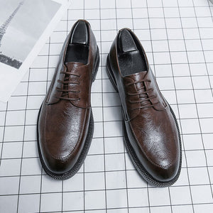 Men's Genuine Leather Round Toe Lace-Up Closure Formal Shoes