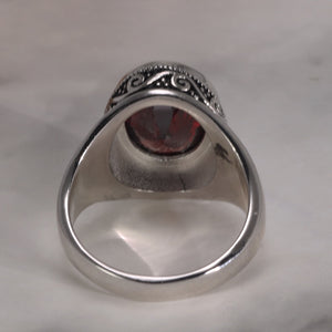 Men's 100% 925 Sterling Silver Zircon Vintage Oval Pattern Ring