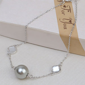 Women's 100% 925 Sterling Silver Pearl Round Shape Bracelet