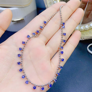 Women's 100% 925 Sterling Silver Sapphire Water Drop Necklace