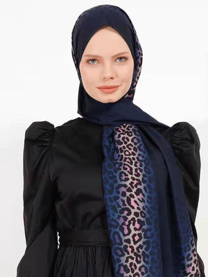 Women's Arabian Rayon Headwear Leopard Printed Elegant Hijabs