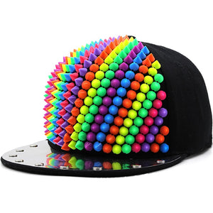 Men's Cotton Adjustable Hip Hop Colorful Beads Outdoor Caps