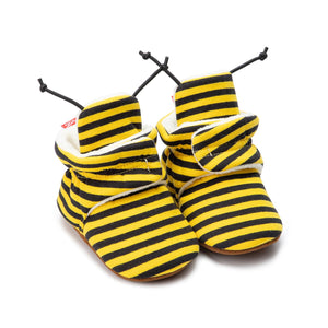 Baby's Round Toe Hook Loop Closure Striped Pattern Crib Shoes