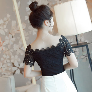 Women's Polyester Short Sleeves Hollow Out Casual Sexy Blouses
