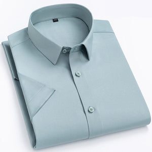 Men's 100% Cotton Short Sleeves Solid Pattern Formal Shirt