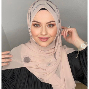 Women's Arabian Modal Head Wrap Sequin Pattern Luxury Hijabs