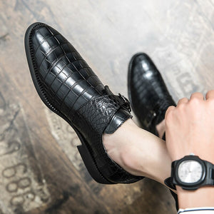 Men's Split Leather Buckle Strap Closure Elegant Wedding Shoes