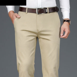 Men's Cotton Full Length Zipper Fly Closure Stretch Casual Pants