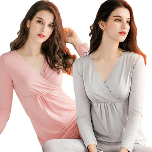 Women's Spandex Long Sleeves Solid Breastfeeding Maternity Dress
