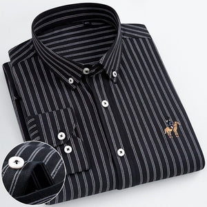 Men's Cotton Turndown Collar Long Sleeve Single Breasted Shirt