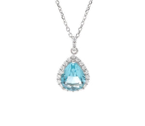 Women's 100% 925 Sterling Silver Zircon Water Drop Necklace