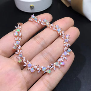Women's 100% 925 Sterling Silver Opal Wedding Trendy Bracelet