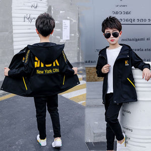 Kid's Cotton Full Sleeve Double Layer Casual Wear Hooded Jacket 