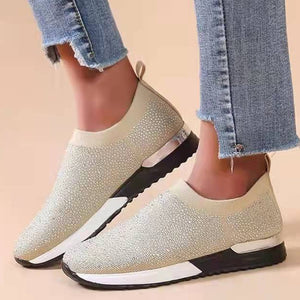 Women's Stretch Fabric Round Toe Slip-On Closure Breathable Shoes