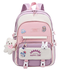 Kid's Girl Nylon Zipper Closure Open Pocket Mixed Colors Backpack