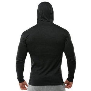 Men's Cotton O-Neck Full Sleeve Solid Pattern Hooded Sport Shirt