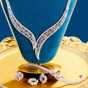 Women's Copper Cubic Zirconia Classic Luxury Leaf Jewelry Set