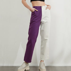 Women's Polyester Mid Elastic Waist Closure Straight Casual Pant