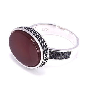 Men's 100% 925 Sterling Silver Oval Pattern Vintage Elegant Ring