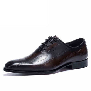 Men's Pointed Toe Genuine Leather Formal Lace-Up Wedding Shoes