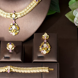 Women's Copper Cubic Zirconia Luxury Wedding Trendy Jewelry Sets