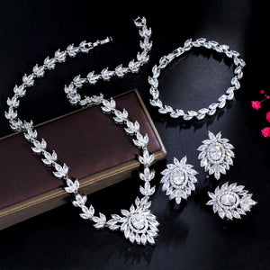 Women's Copper Cubic Zirconia Classic Luxury Wedding Jewelry Sets