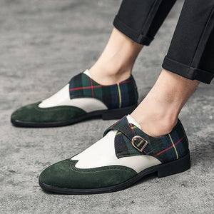 Men's Round Toe Cow Suede Buckle Strap Luxury Casual Wear Shoes