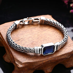 Men's 100% 925 Sterling Silver Zircon Classic Link Chain Bracelet