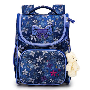 Kid's Girl Nylon Floral Pattern Zipper Closure School Backpack
