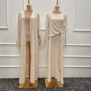 Women's Arabian Polyester Full Sleeves Pleated Elegant Abaya