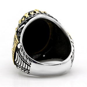 Men's 100% 925 Sterling Silver Zircon Punk Vintage Oval Ring